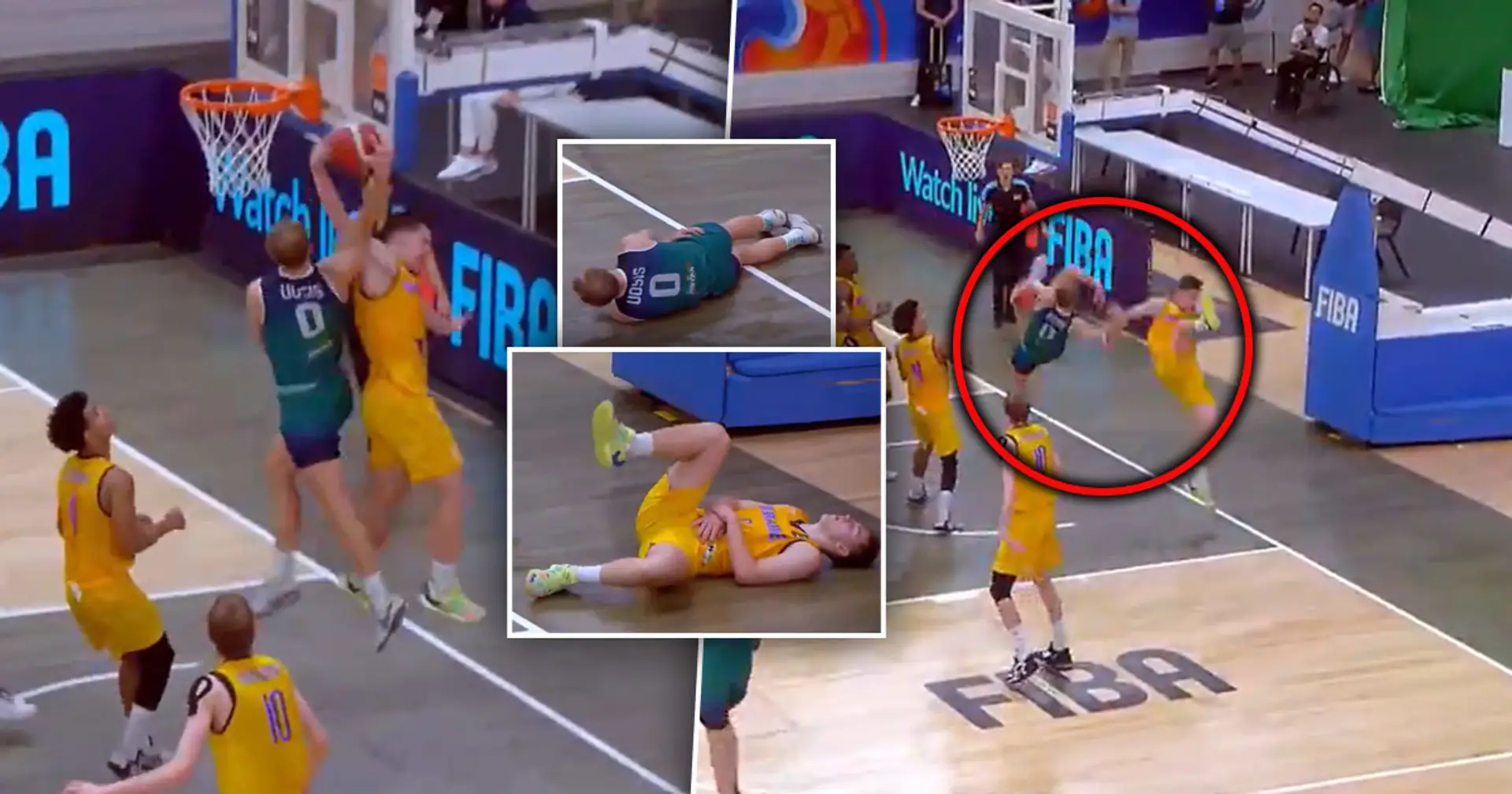 😱 Камікадзе-блок від лідера збірної U18 наприкінці матчу проти Ірландії на Євробаскеті. Добре, що обійшлося без травм