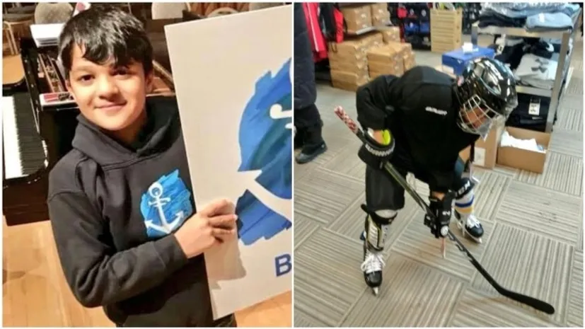 Добрая история из Канады: сирийский мальчик потерял отца, а соседи собрали ему экипировку, чтобы он увлекся хоккеем