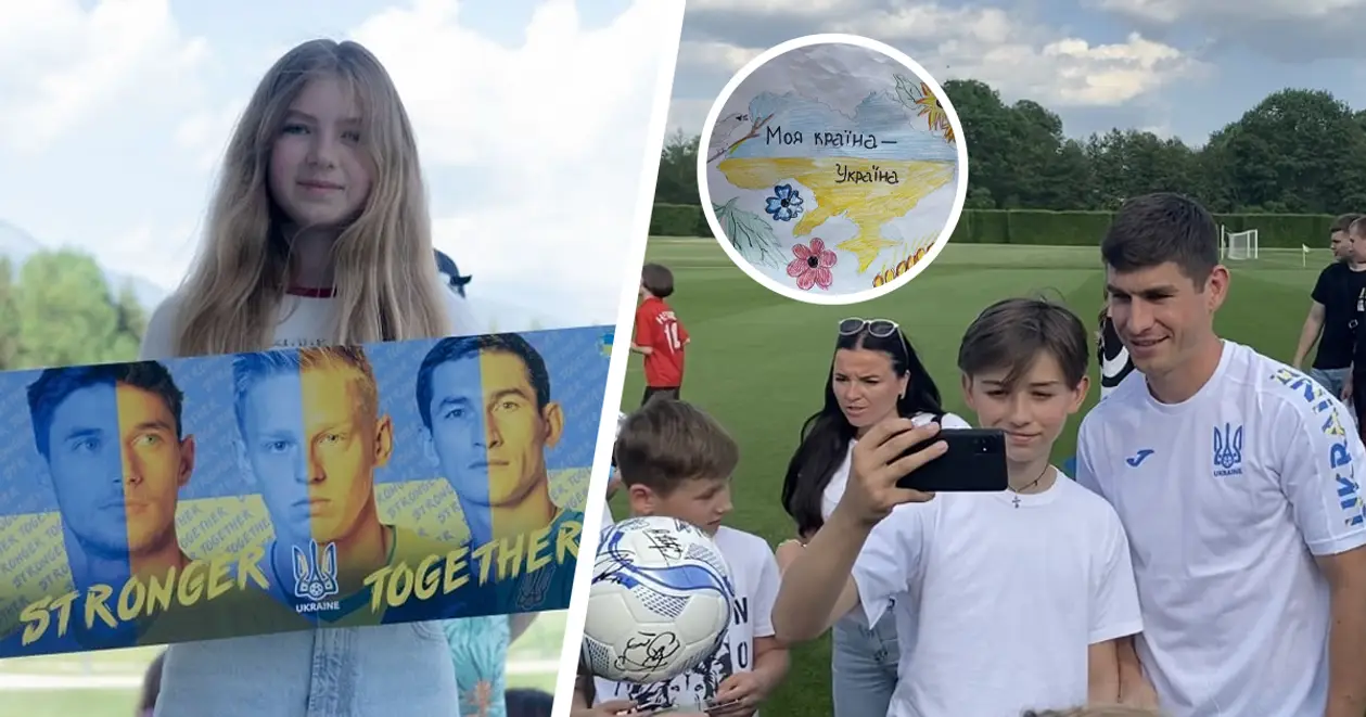 Збірна України зустрілася з українськими біженцями. Щирі малюнки, синьо-жовті прапори та фото з футболістами