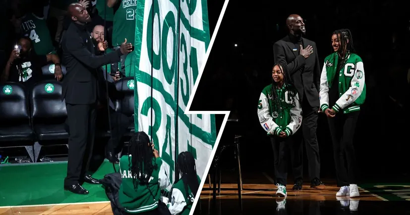 «Бостон» вывел из обращения номер Гарнетта. Легендарный баскетболист пришел на церемонию с украинским флагом на груди