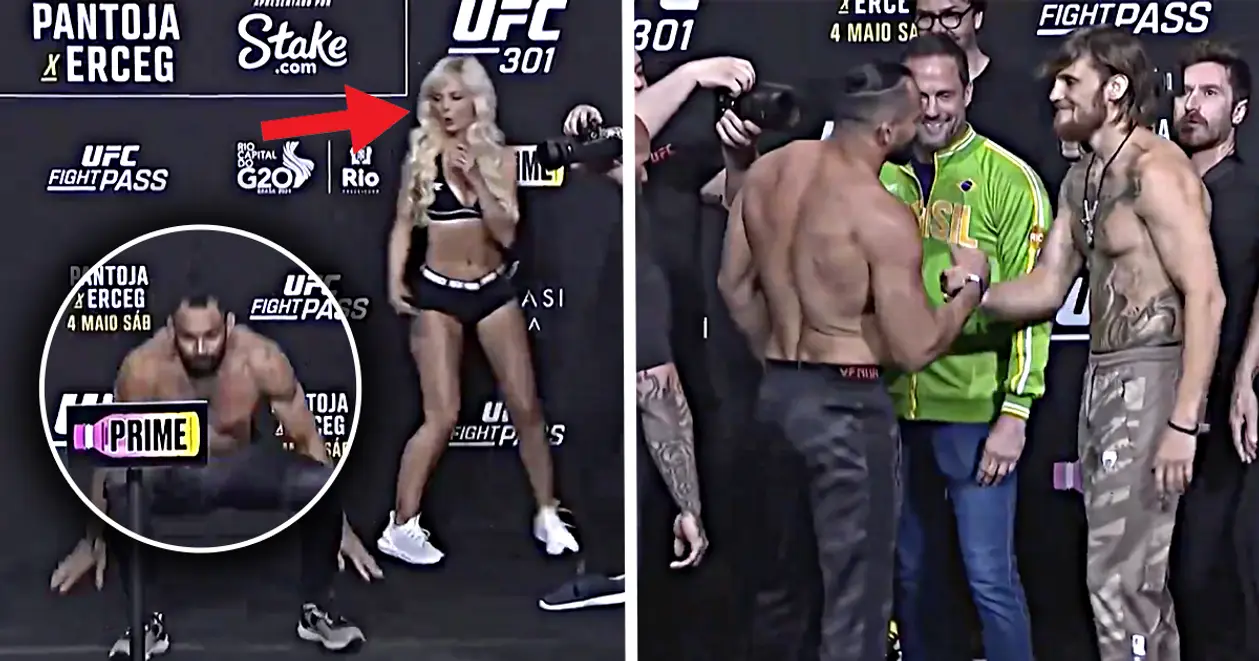 Бачили, що зробив суперник українця Потєрі на зважуванні перед боєм на UFC 301? Налякав трішки дівчину, яка стояла позаду 😅
