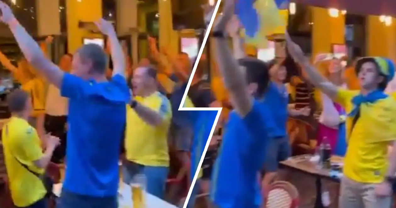 Украинские болельщики спели «Воины света» в центре Бухареста. Мощный заряд энергии