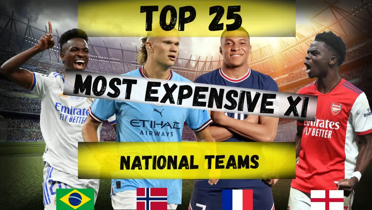 Топ 25. Національних збірних з найдорожчими XI гравцями.  