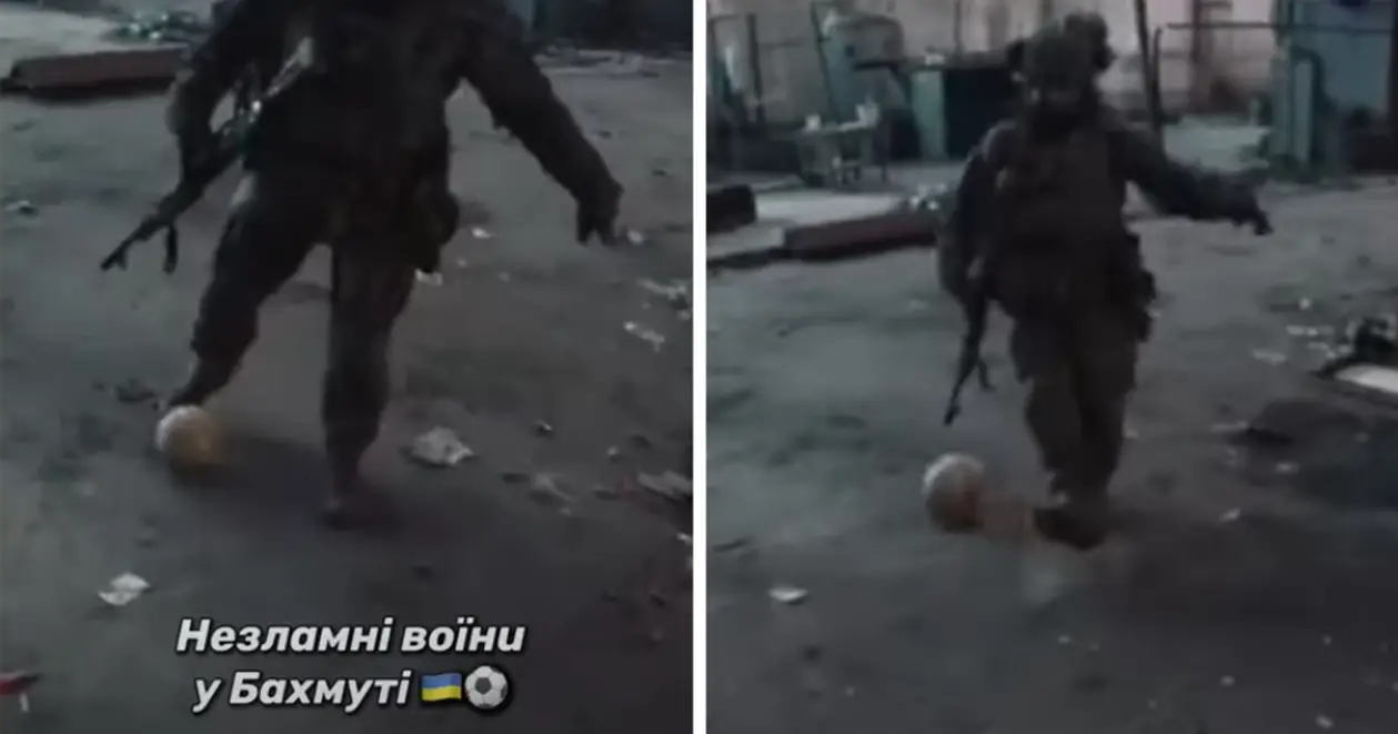 Бійці ЗСУ зіграли у футбол в українському Бахмуті (ВІДЕО)