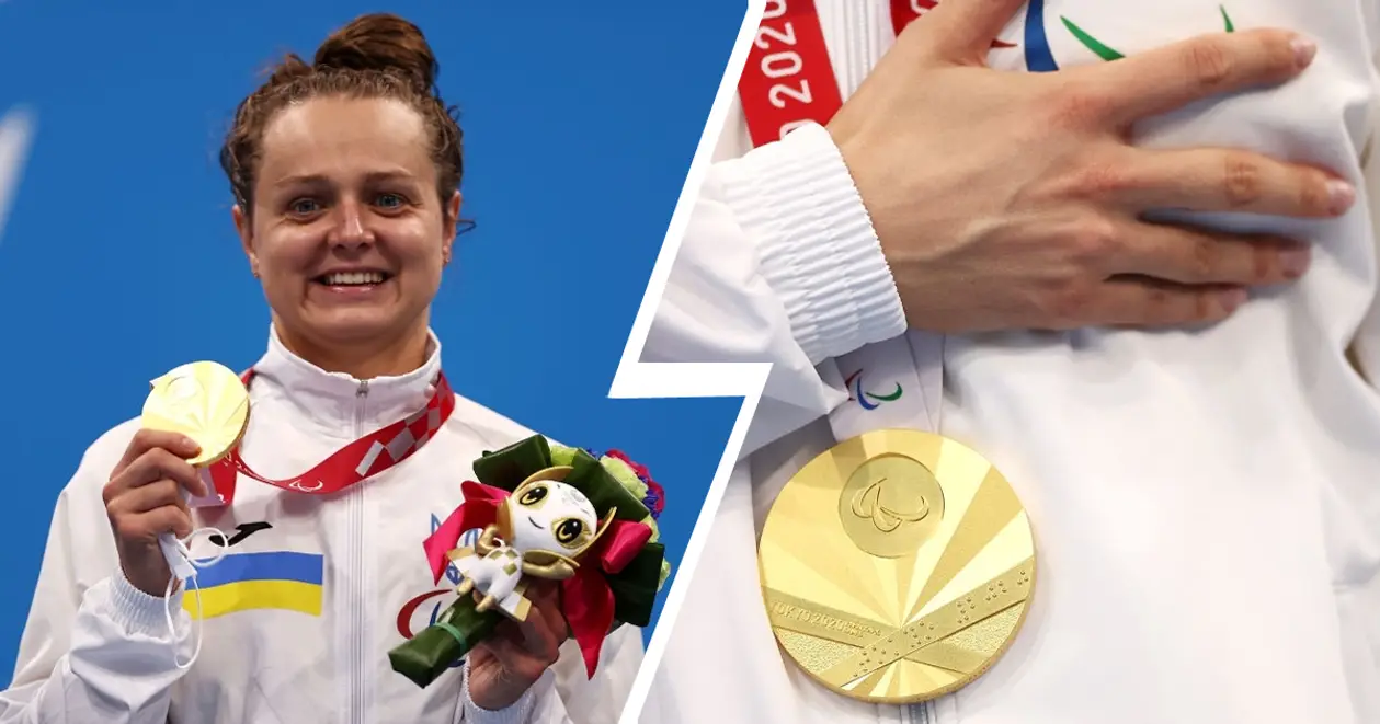 😊 Яркая улыбка Анны Стеценко на награждении. Пловчиха принесла Украине третье золото на Паралимпиаде
