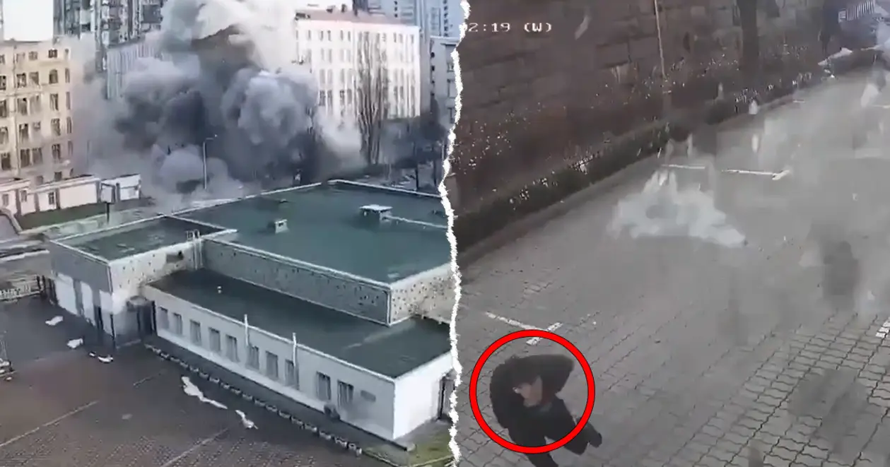 😨 Палац «Україна» показав момент російського ракетного удару 31 грудня. Жахливі кадри (Відео)