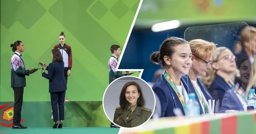 Капітан МВС Білорусі Любов Черкашина взяла участь в нагородженні призерок ЧС з художньої гімнастики. Вона досі не відсторонена