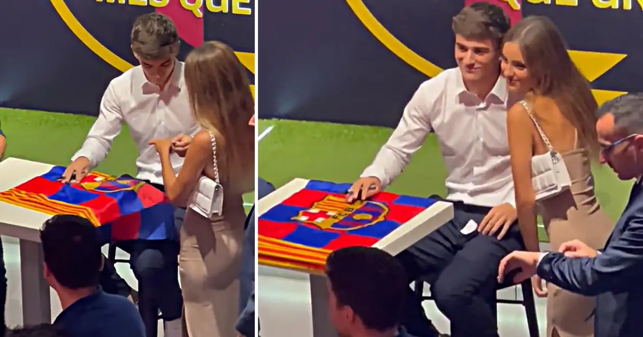 Здається, фанатка дала молодому таланту «Барселони» свій номер прямо на церемонії підписання контракту