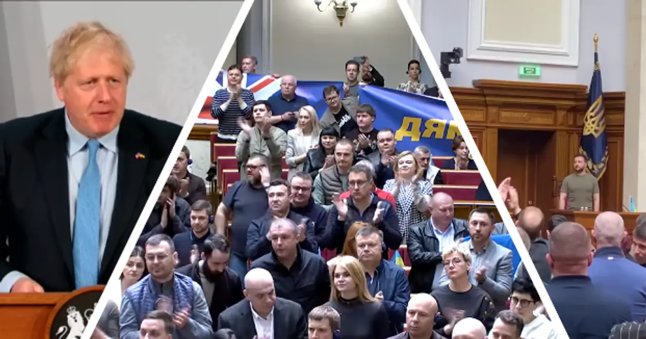 Джонсон та Зеленський звернулися до Верховної Ради України. Лідерів Британії та України вітали гучними оплесками