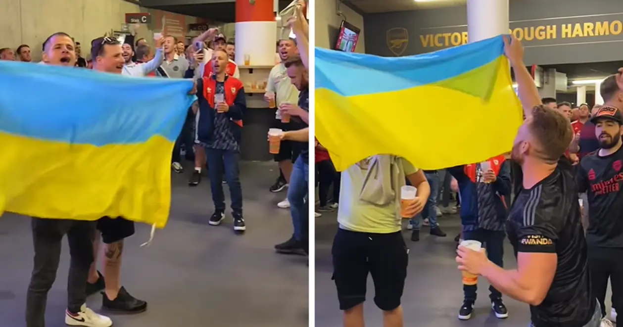 Український прапор та пісня про Зінченка. Надзвичайно приємні кадри з матчу «Арсенал» – «Астон Вілла»