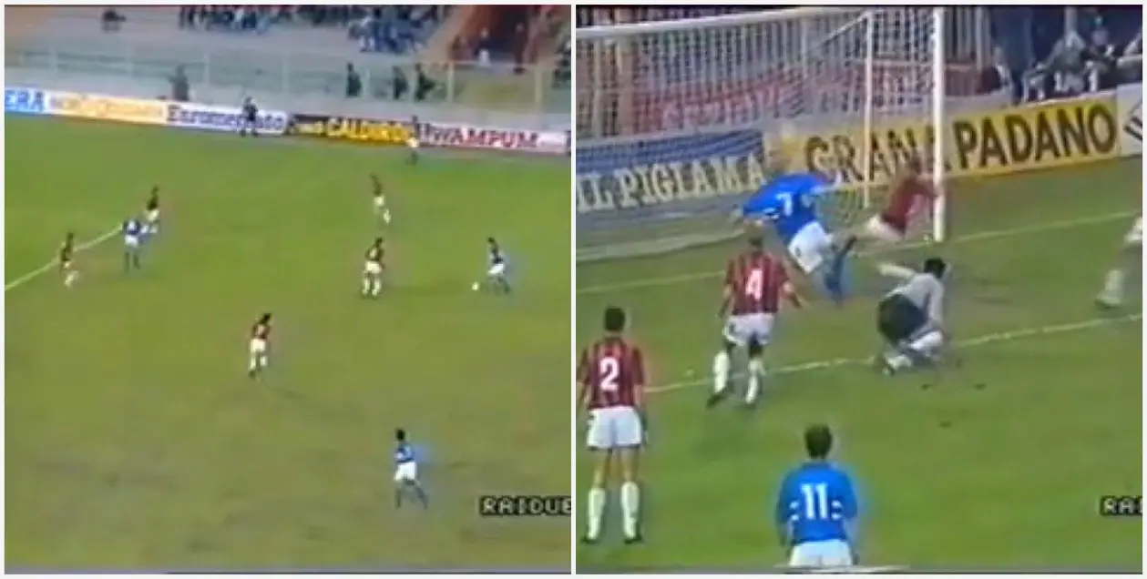 Михайличенко и Манчини «оставили в дураках» всю оборону «Милана» в Суперкубке УЕФА 1990