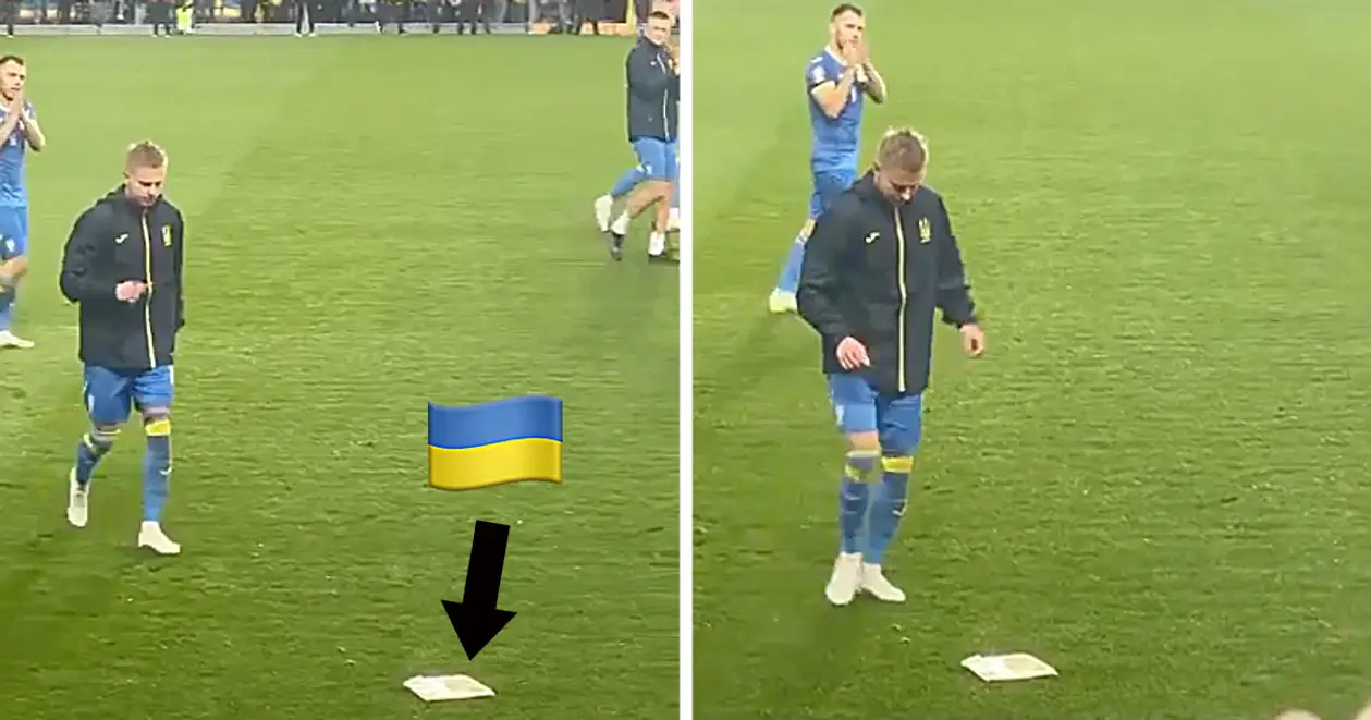 Фанат кинув гравцям збірної український прапор. Його підняв і забрав собі Зінченко 🇺🇦
