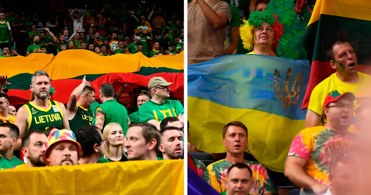 Українські прапори на Євробаскеті: литовські вболівальники підтримали нашу державу під час матчу зі Словенією