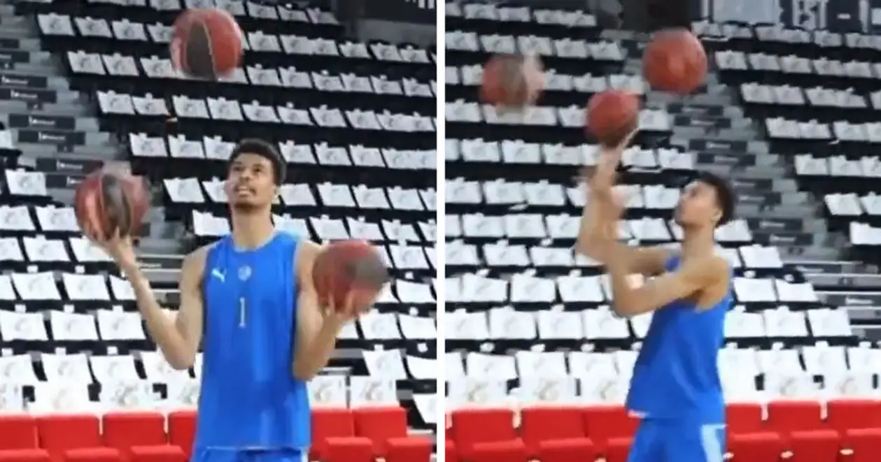 У мережі набирає популярності відео, на якому Вембаньяма жонглює трьома баскетбольними (!) м'ячами
