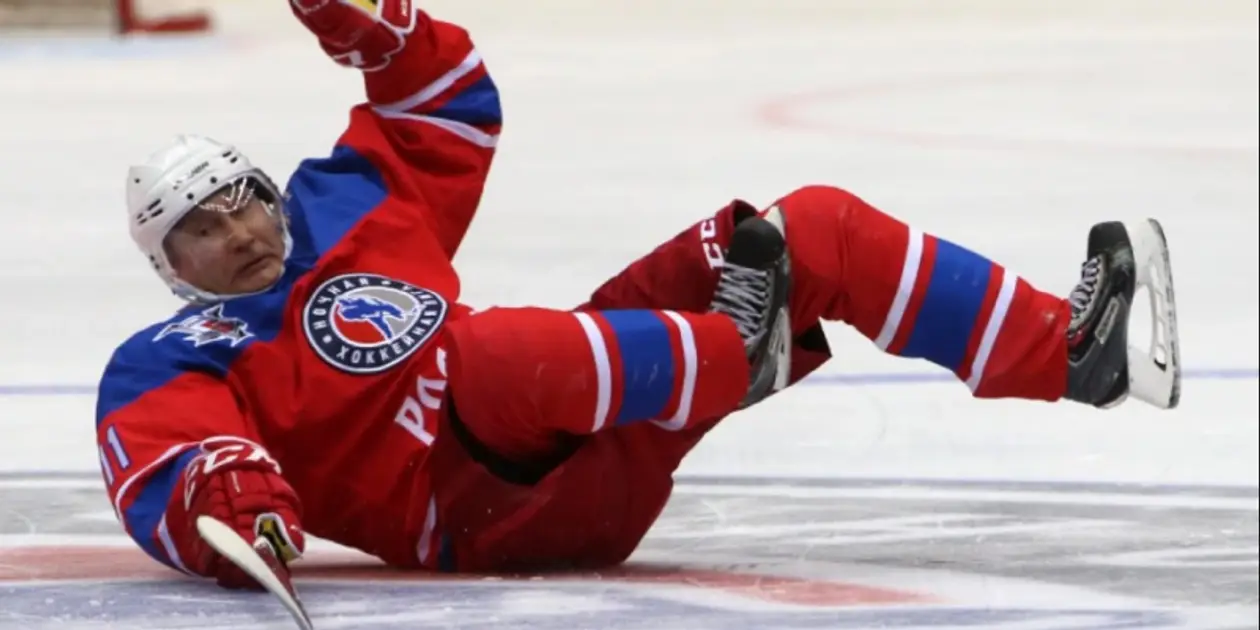 Позорный хоккей в России: Путин забросил 8 шайб и смачно плюхнулся