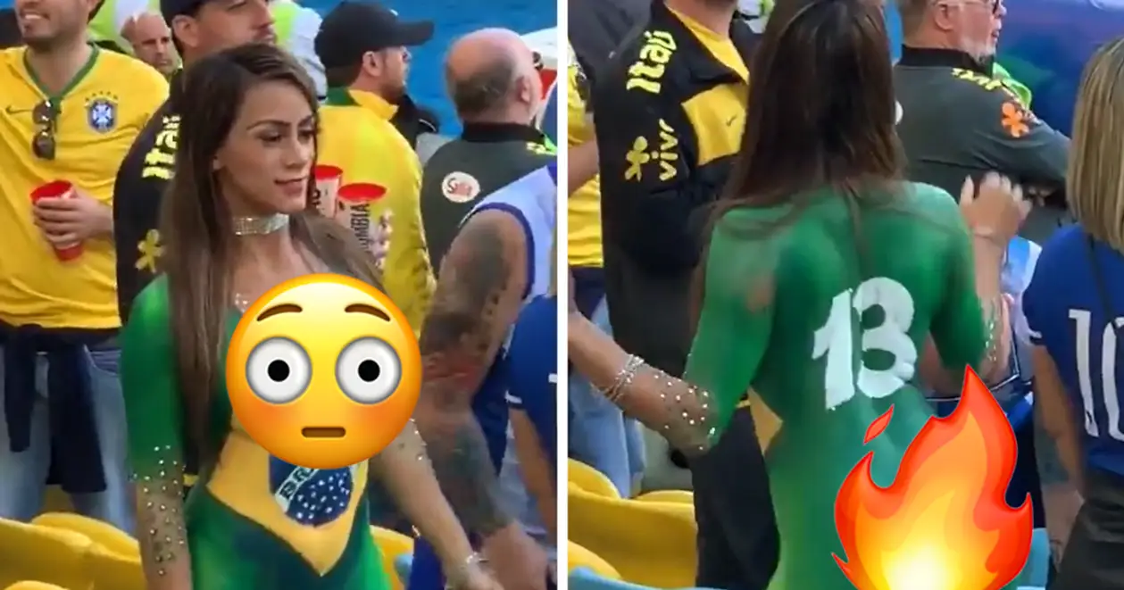 💥 Образ фанатки збірної Бразилії на трибунах матчу ЧС вас вразить. Сама вона, схоже, просто кайфує від себе (Відео)