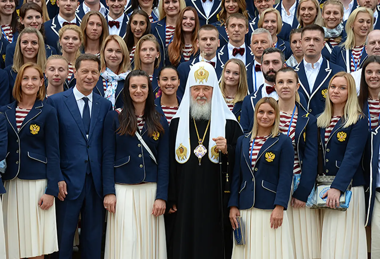 Российские спортсмены-олимпийцы и патриарх Кирилл