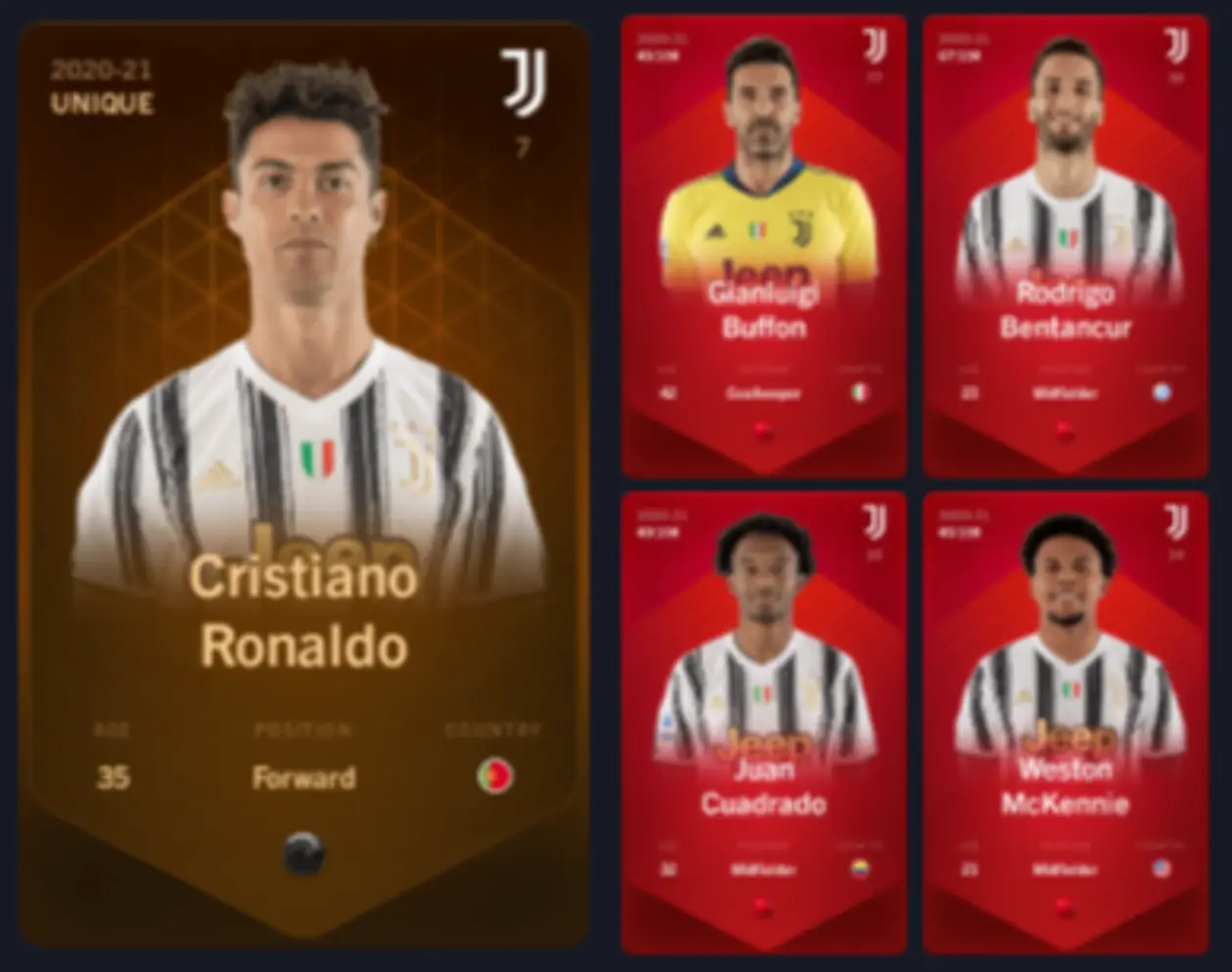 Бандл из 5 карт Juventus с unique картой Ronaldo был куплен за 87 785 евро