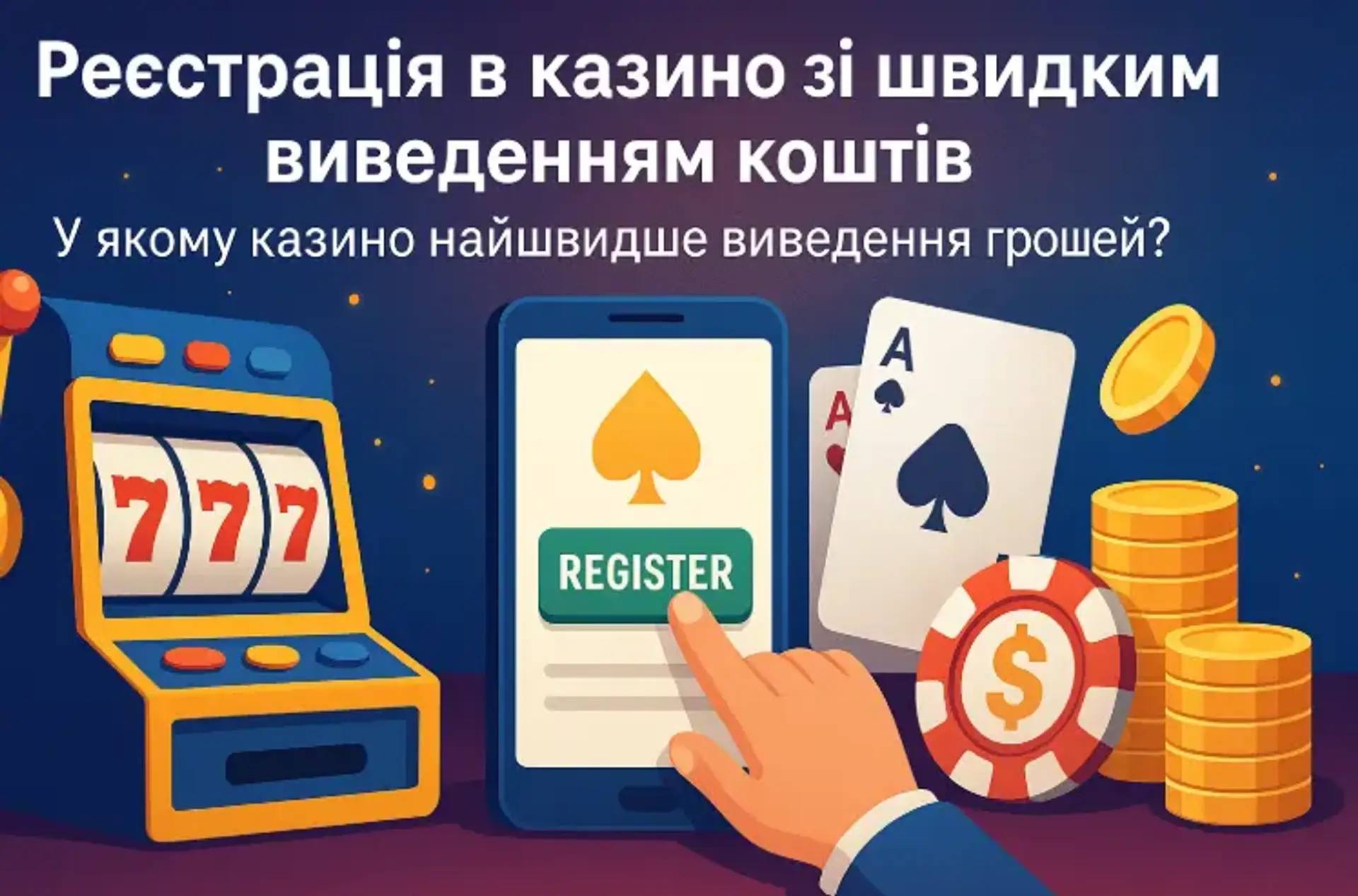 Реєстрація в казино зі швидким виведенням коштів | У якому казино найшвидше виведення грошей?