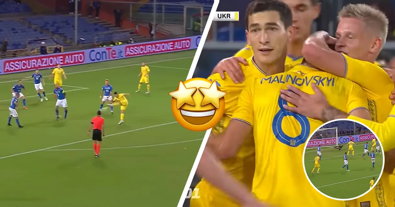 Первый гол Малиновского за сборную Украины. Красивый удар с разворота в ворота итальянцев