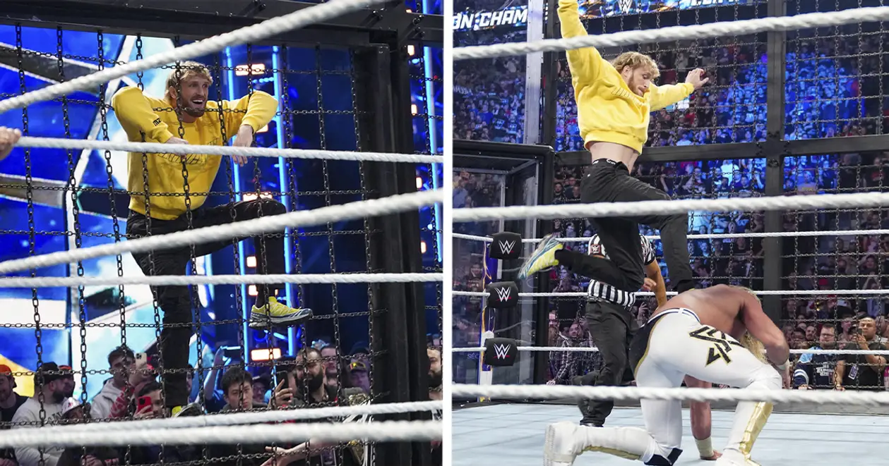 Логан Пол з'явився у «Клітці Знищення» у WWE. Атакував бійця, повпливав на результат титульного поєдинку 😱