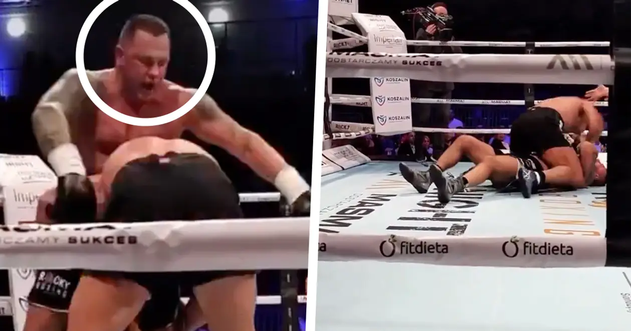 Треш! У Польщі боєць ММА кинув боксера на ринг та почав атакувати ліктем