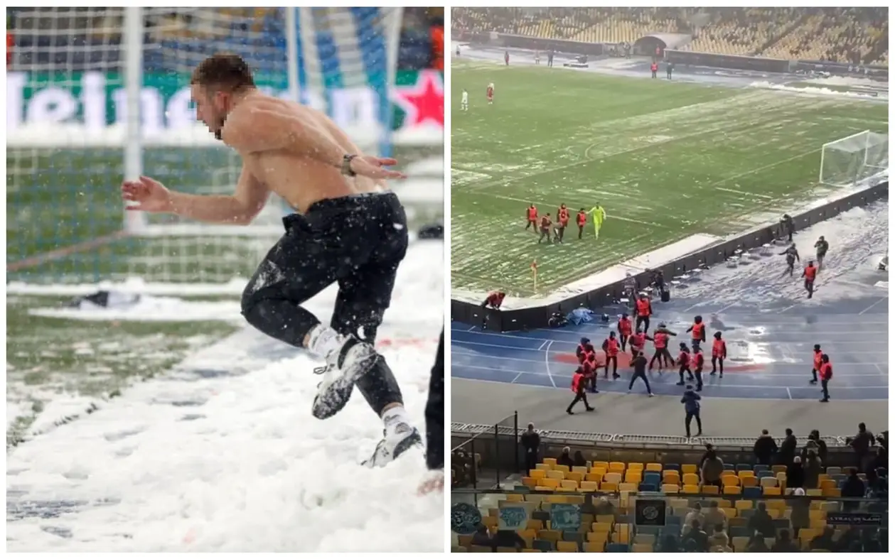 На «Олимпийском» было горячо несмотря на снег: на поле выбежал болельщик, а фанаты подрались со стюардами