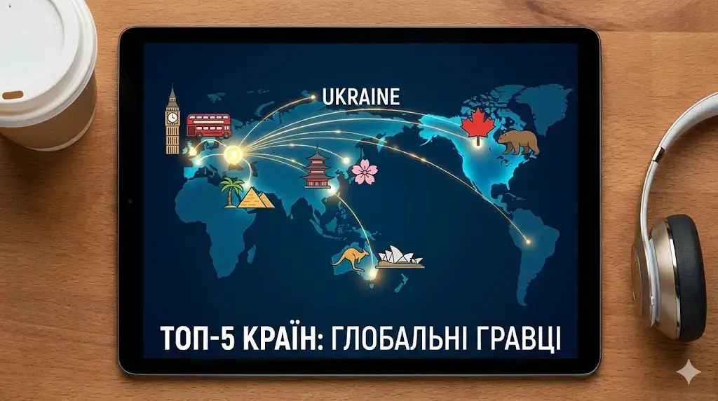 ТОП-5 стран в которых украинцы играют в онлайн казино