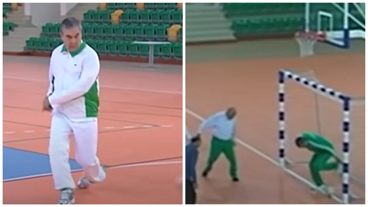 Президент Туркменистана сыграл в мини футбол против министров. У многих, в прямом смысле, подкашивались ноги