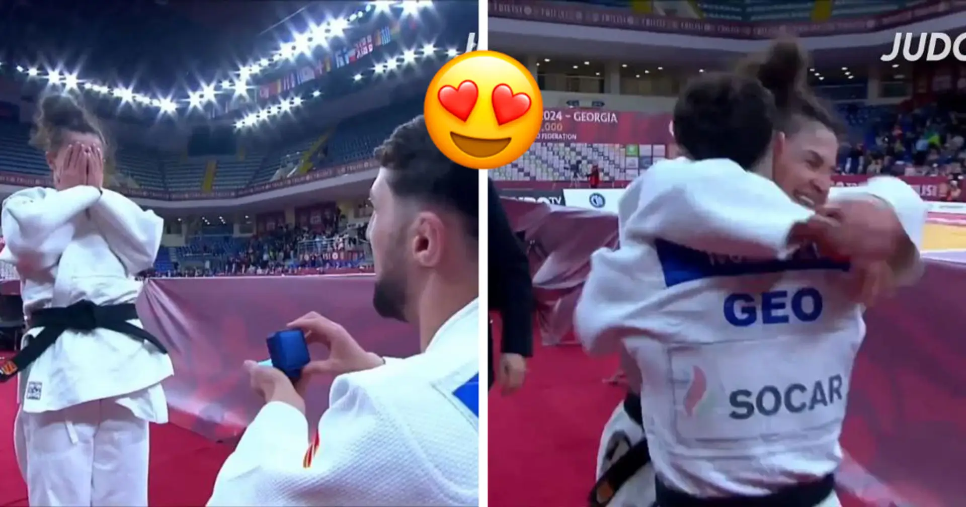 ❤️💍 Вона сказала «ТАК». Грузинський дзюдоїст освідчився коханій прямо під час турніру в Тбілісі 