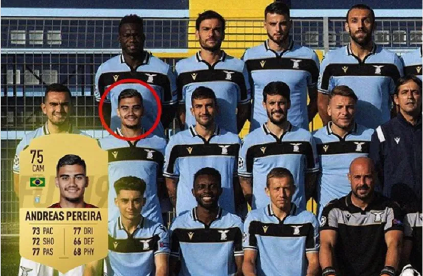 «Лацио» прифотошопил голову Перейры к командному снимку. Фото взяли с карточки в FIFA