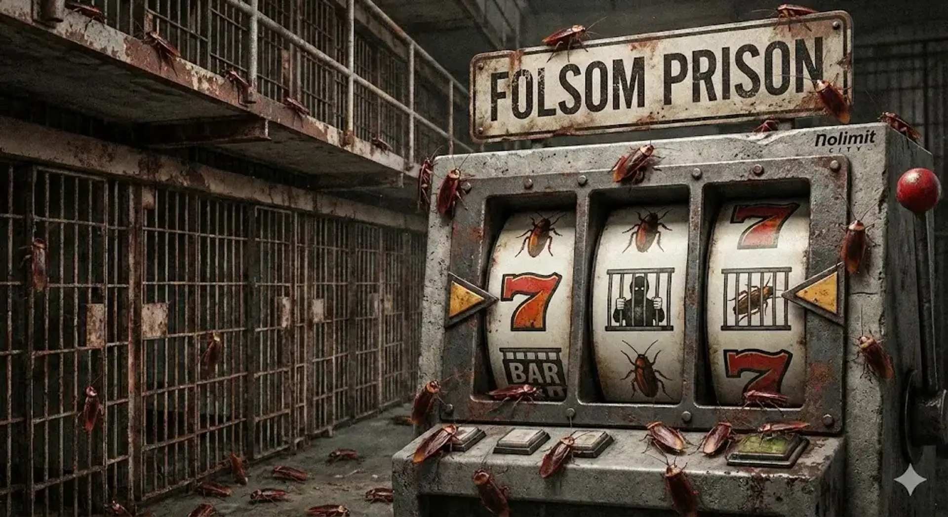 Слот, де бігають таргани: огляд ігрового автомата Folsom Prisom від NolimitCity