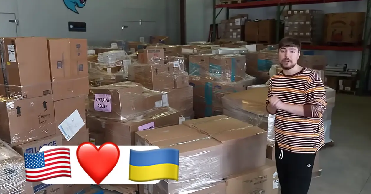 🙏 Відомий блогер «MrBeast» відправив українським біженцям гуманітарну допомогу на суму $3 млн
