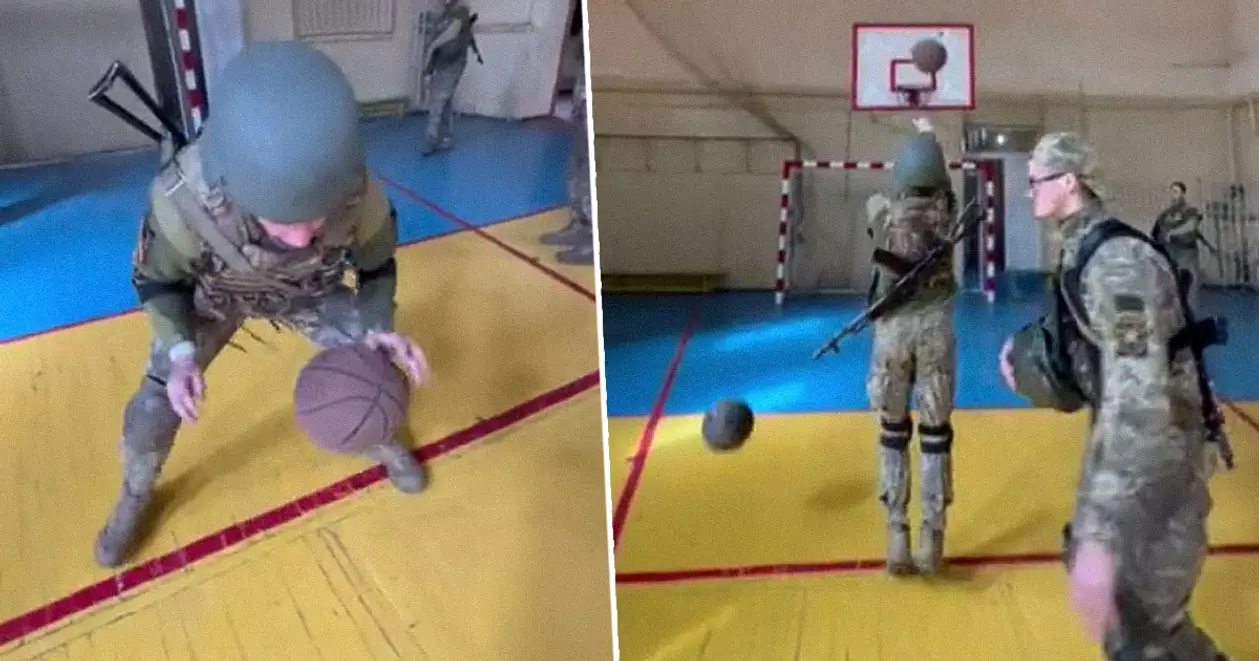 Українські військові показали, як грають в баскетбол у військовому спорядженні