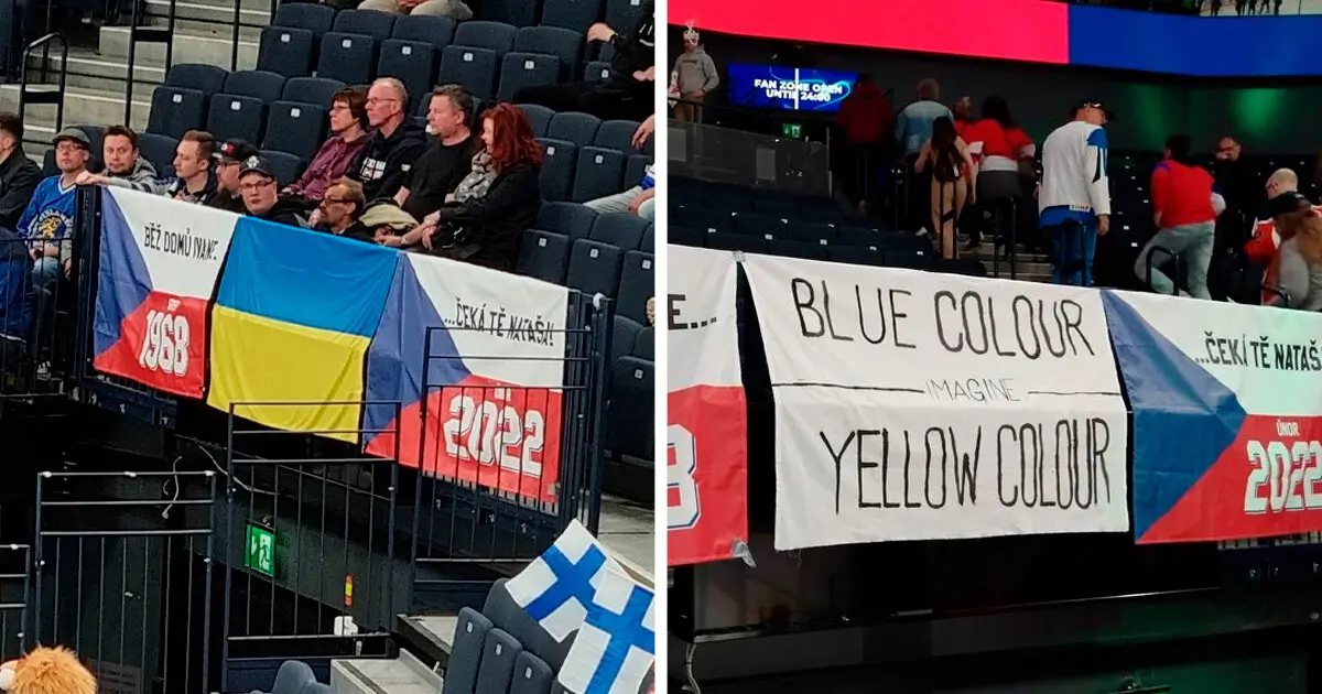Чеські вболівальники принесли український прапор на ЧС з хокею. Проте організатори заборонили його вивішувати