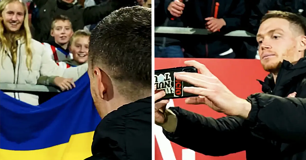 Циганков підійшов до вболівальників з прапором України після матчу проти «Райо»