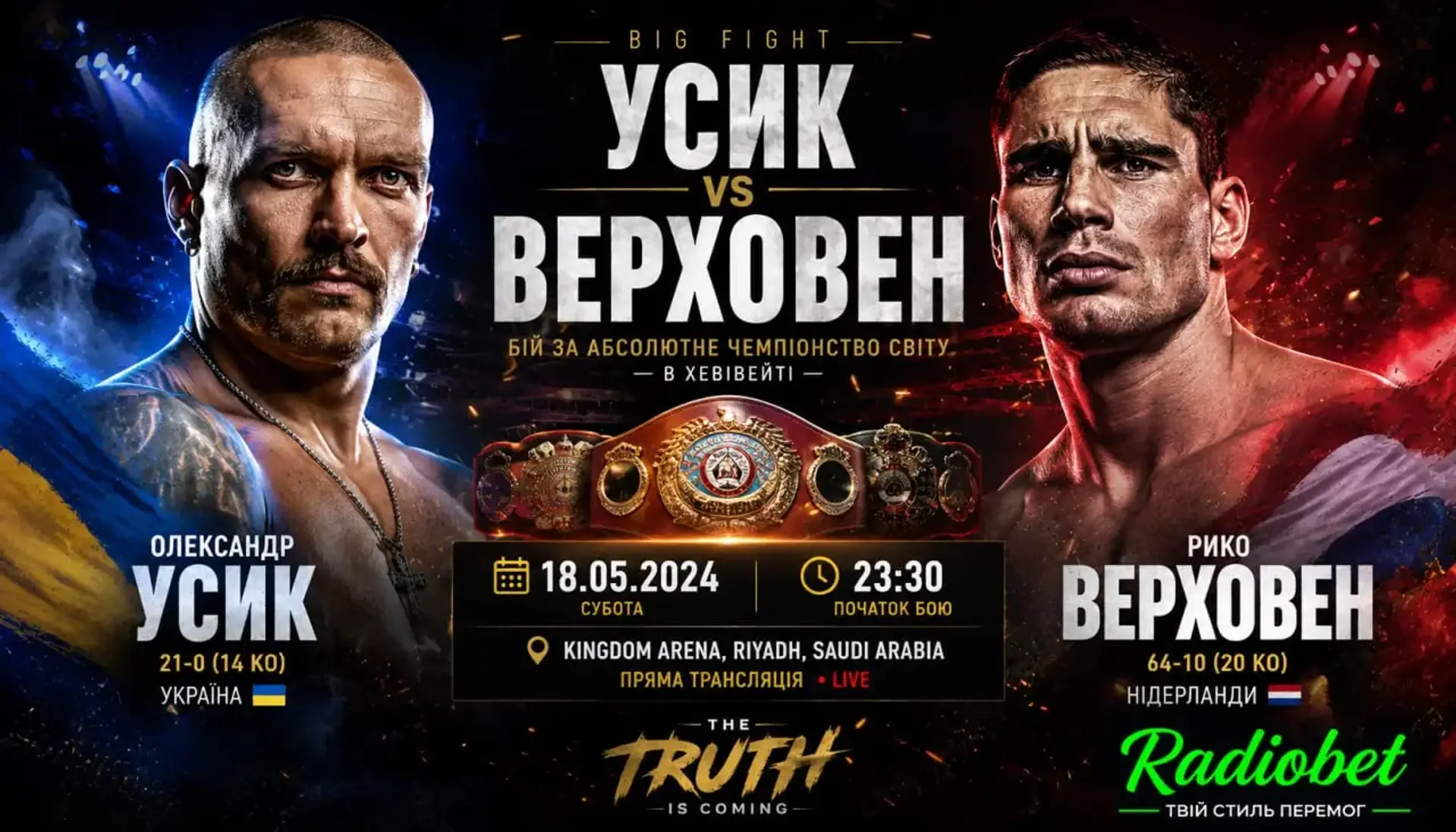 Усик - Верховен: ставки з коефіцієнтами 10 і 15 на бій 23 травня