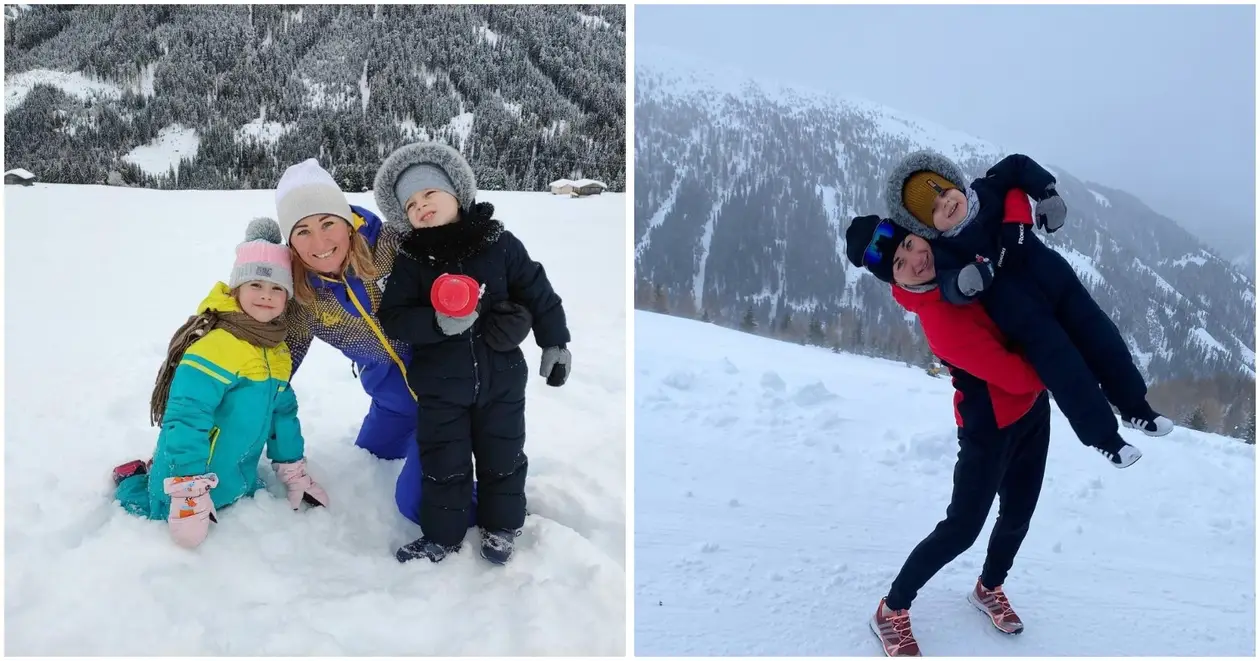 Милота. Вита Семеренко проводит рождественские каникулы в горах с сыном и сестрой
