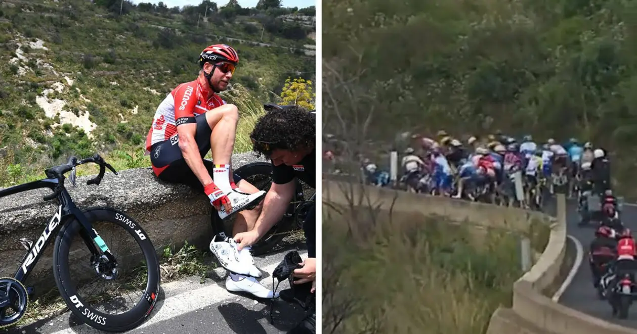 Байк організаторів гонки спричинив масову завалу на «Джиро д’Італія». Постраждали близько 30 спортсменів (відео)