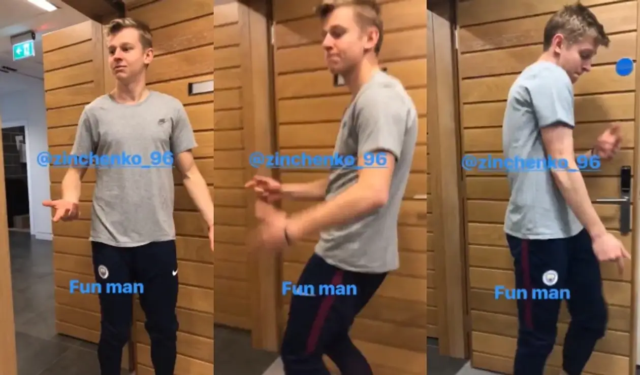 Зинченко веселит одноклубников танцем на базе «Ман Сити»