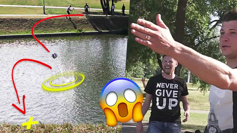 Челлендж в центре Минска: украинский футболист попытался перебить реку
