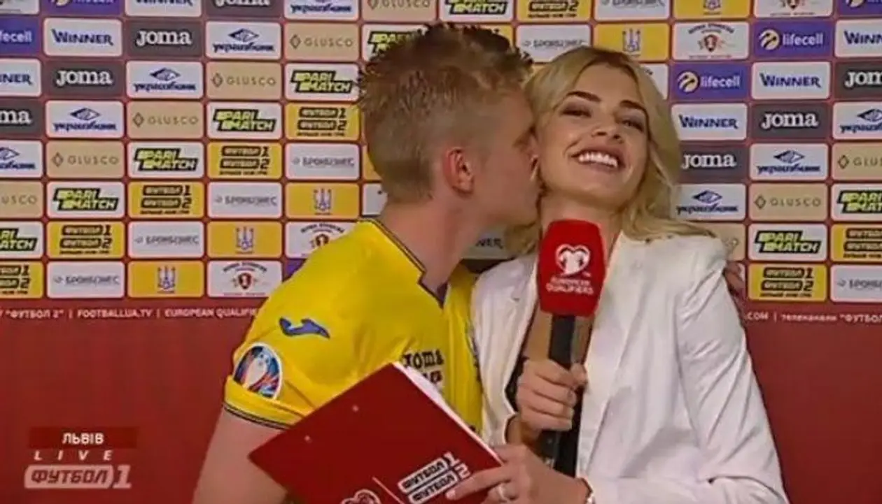 Зинченко поцеловал журналистку на послематчевом интервью. Похоже, у них роман