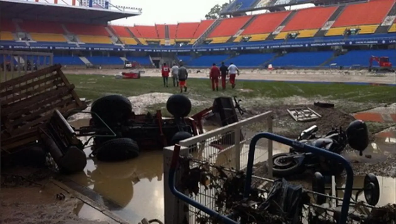 Фото дня. Во что превратился стадион «Монпелье» после наводнения