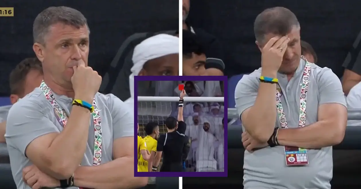 Камери зловили емоції Реброва у матчі «Аль-Айна»: красномовна реакція тренера на видалення голкіпера своєї команди (Відео)