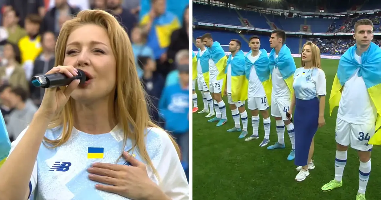 Тіна Кароль душевно виконала гімн України перед благодійним матчем «Динамо» з «Базелем»