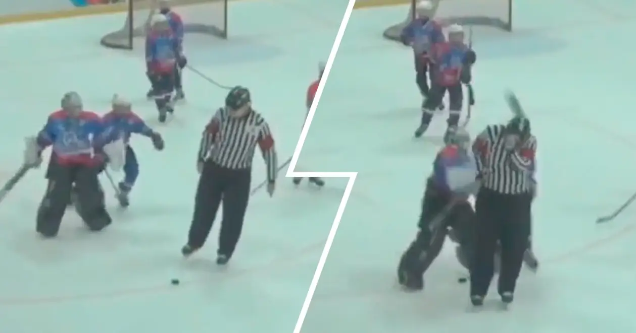 Російський дитячий хокей – лютий та безжалісний. 10-річний голкіпер відлупцював арбітра ключкою (відео)