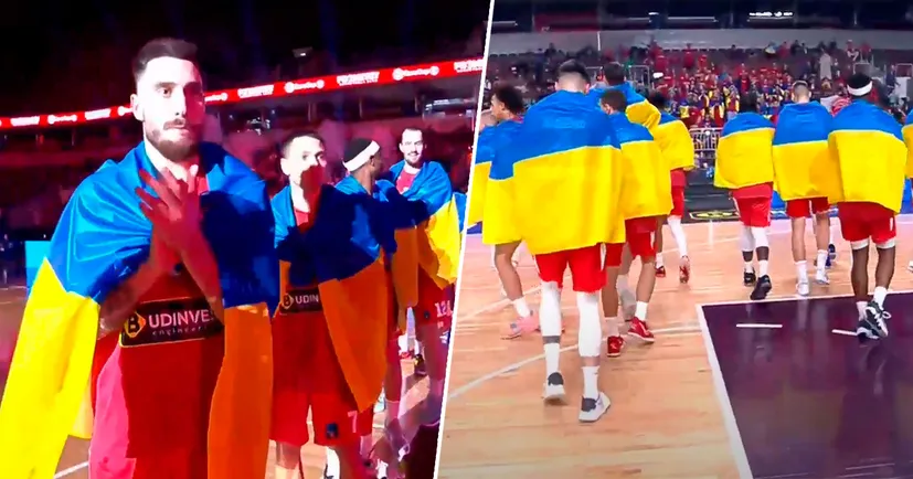 Багато прапорів України та красномовний банер на трибунах. Патріотичний вихід «Прометея» на свій перший в історії матч Єврокубка