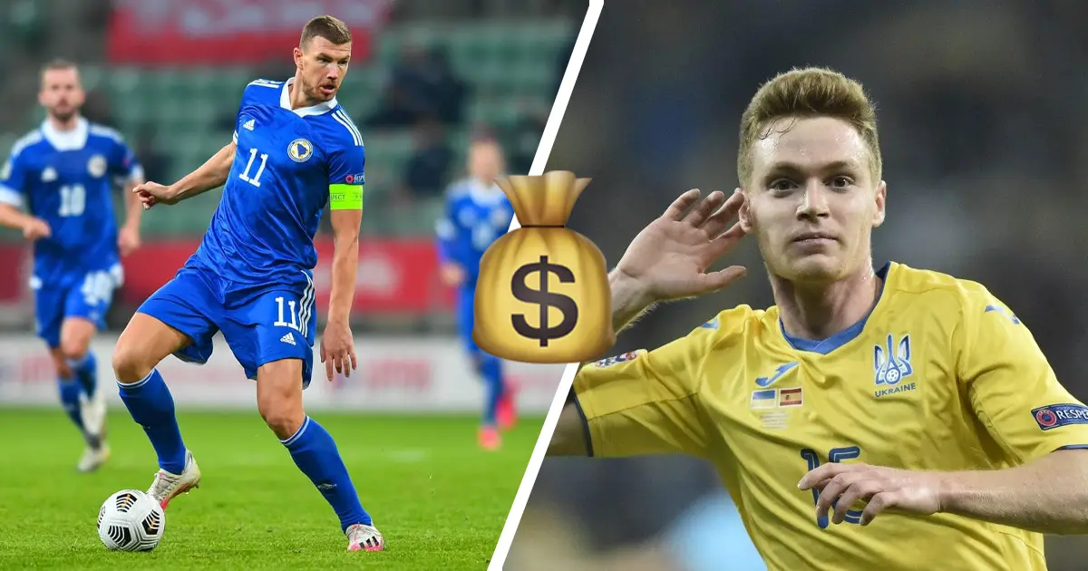 Сравнение стоимости игроков сборной Украины и Боснии. Наши дороже больше чем в два раза