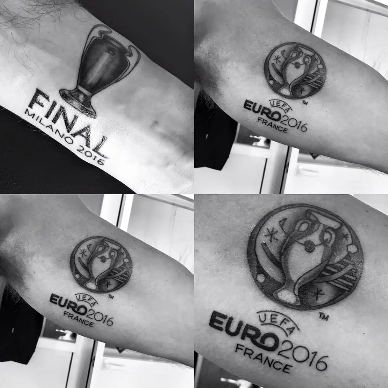 Английский арбитр Марк Клаттенбург сделал татуировки, посвящённые отработанным финалам Лиги чемпионов и Евро-2016