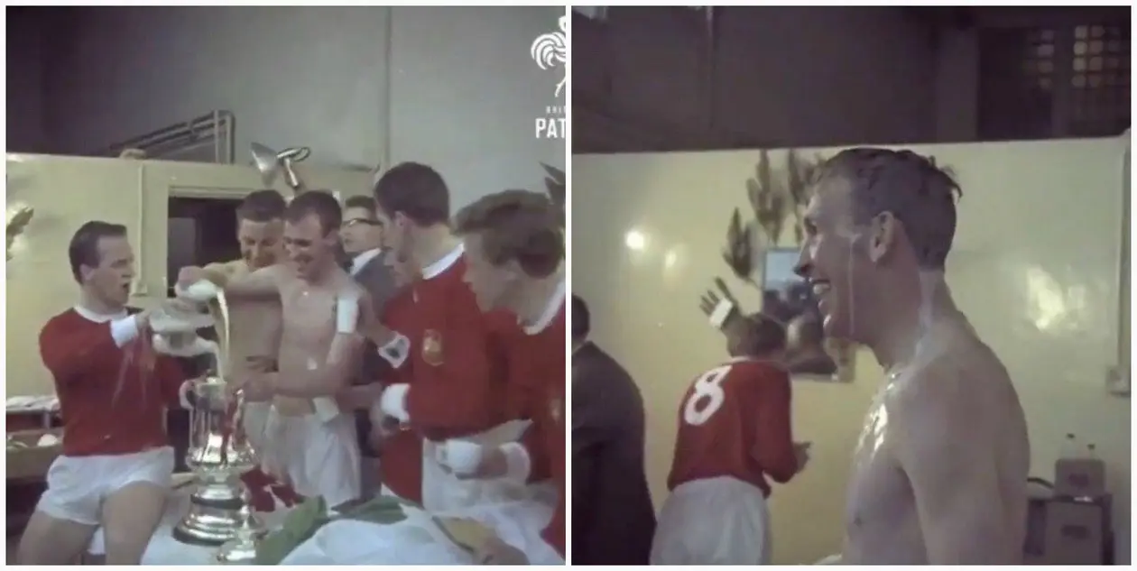 Игроки «МЮ» наливали в Кубок Англии молоко, а затем пили и обливались. Удивительные кадры 60-х